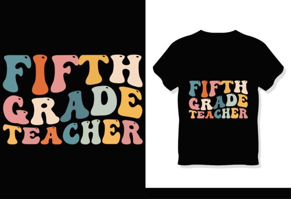 Fifth Grade Teacher Retro Groovy T-Shirt