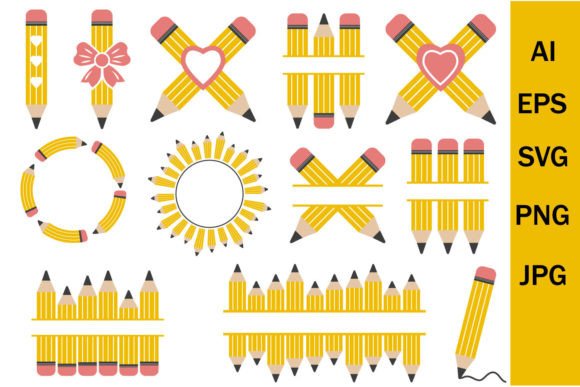 Set of Pencils, SVG Monogram: Graphics and Crafts for Branding